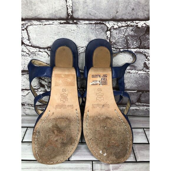 Anthropologie Gee Wawa Blue Leather Peep Toe Heel Strap Sandals Women Sz 10M US - Picture 9 of 16